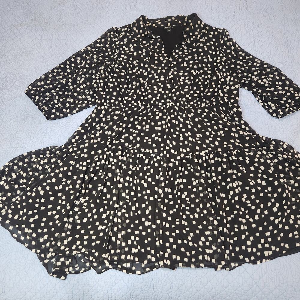 Torrid 3X Black White Gauzy Challis Cottagecore Flowy Midi Dress